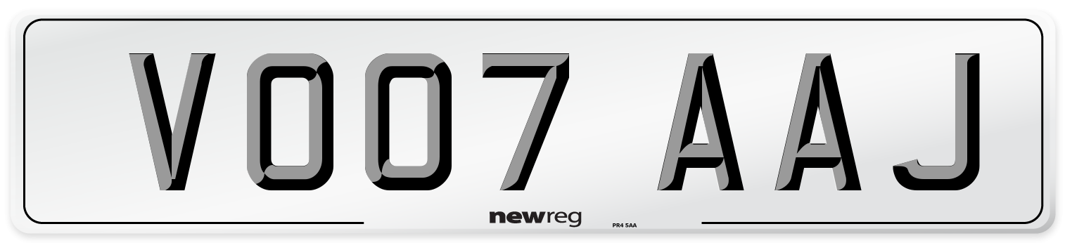 VO07 AAJ Number Plate from New Reg